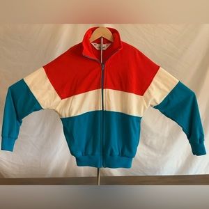 Vintage Cal Sport Full Zip Stripe Sweatshirt Jacket Size Small